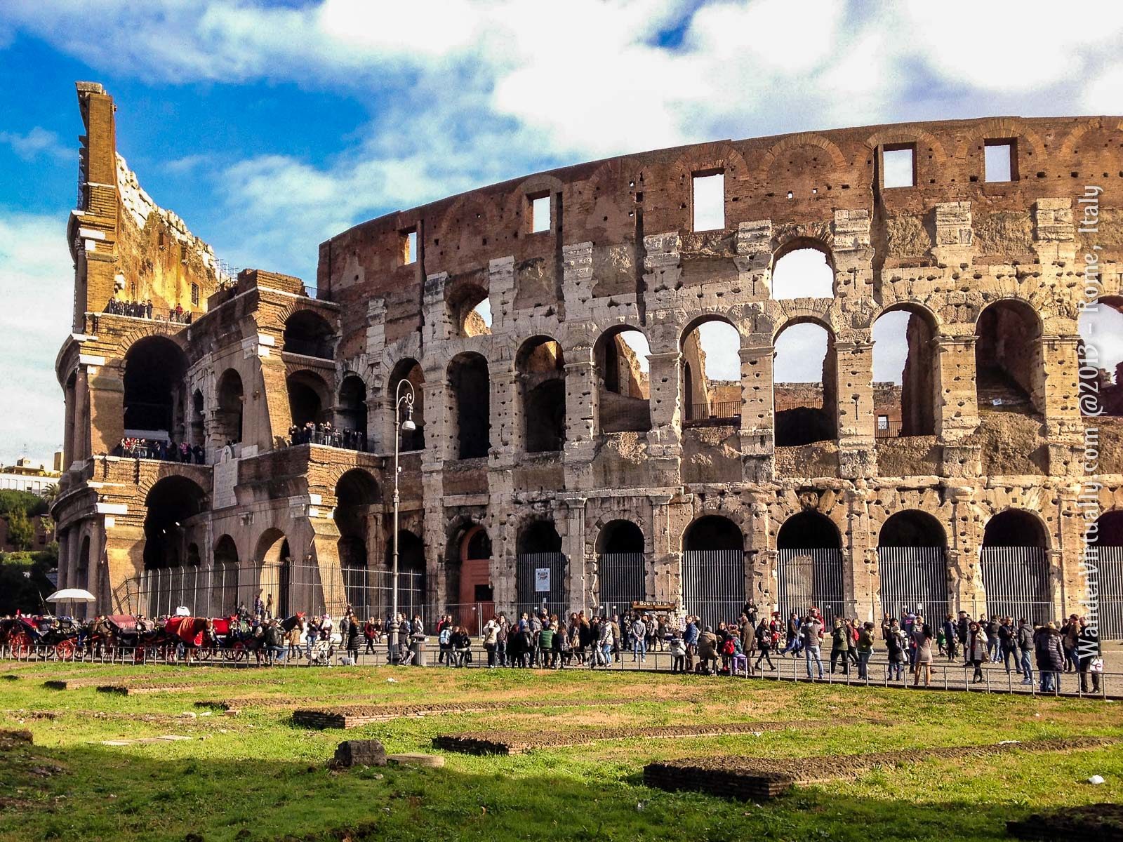 Developed in the late 1st century for the entertainment of the masses under the Flavian emperors, the colosseum was called the Flavian Amphitheatre (Anfiteatro Flavio). Rome, Italy.