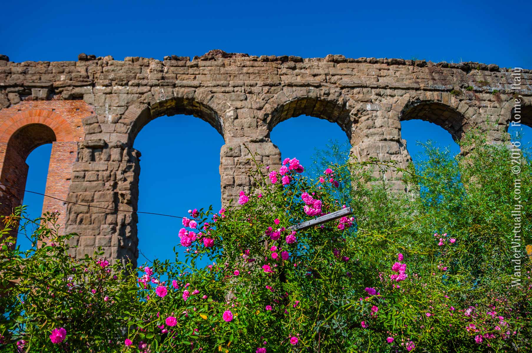 The aqueducts Claudia (38-52 CE) and Anio Novus (47-52 CE) channeled above these arches across Rome. Ancient Romans learned this engineering skill from Etruscans.