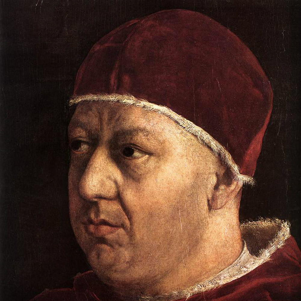 Giovanni de' Medici (1475-1521) was the 2nd son of Lorenzo the Magnificent. He was Pope Leo X 1513-1521. From a painting by Raphael.