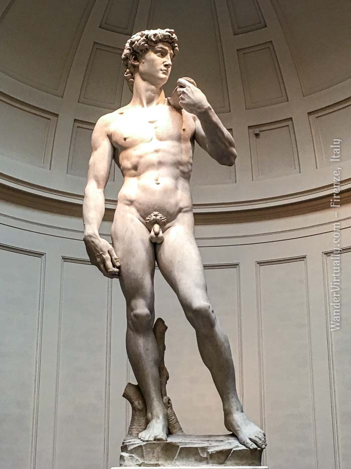 The original sculpture of David (1504) by Michelangelo at the Galleria dell'Academia. Firenze, Italy.
