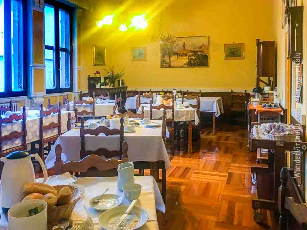 Convents & Monasteries in Florence: Santa Elisabetta - dining room serving a simple breakfast. Firenze, Italy.