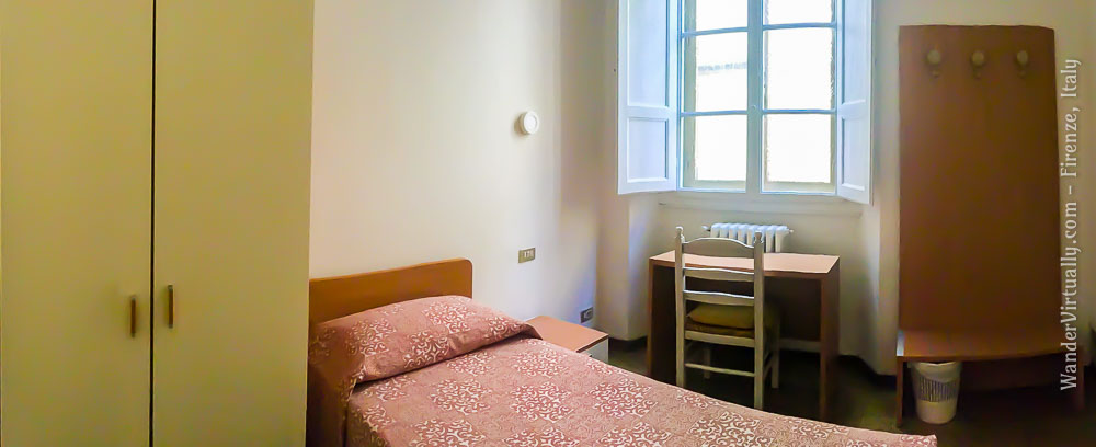Convents & Monasteries in Florence: Sanctuary Firenze - a small but comfortable bedroom. Firenze, Italy.