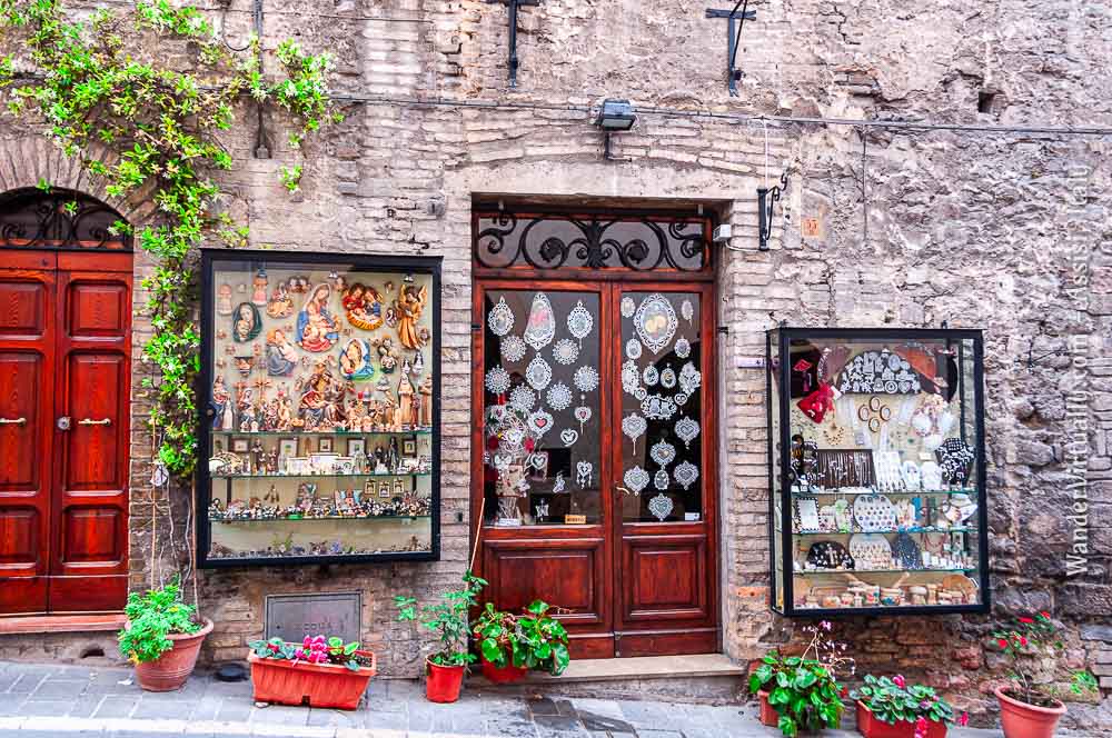 Scenes from Assisi, Italy. Colorful street scenes.