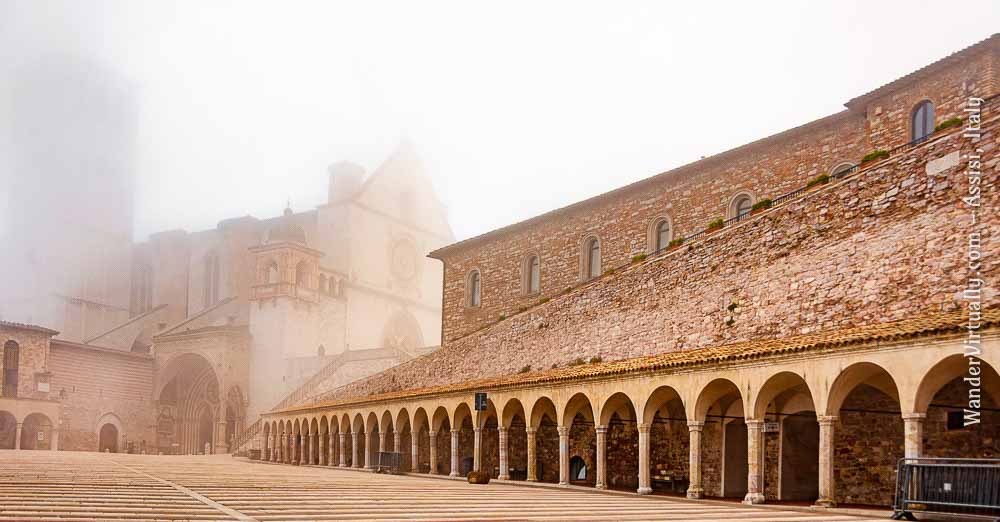 Scenes from Assisi, Italy. The Piazza Inferiore (Lower Square) Basilica of St. Francis