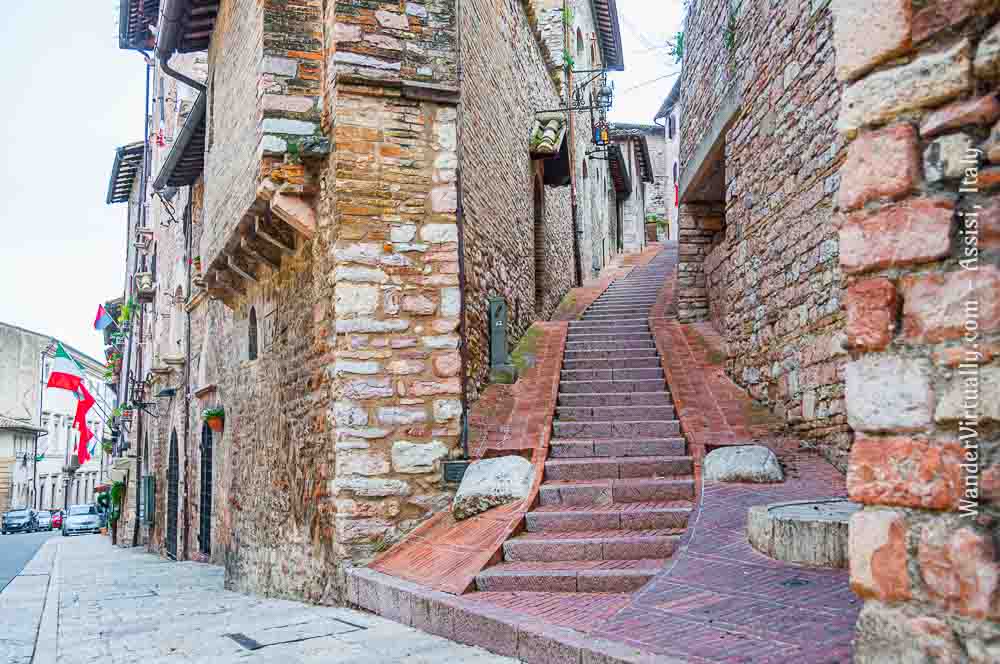 Scenes from Assisi, Italy. In this mountain town, stairs or scalineta bring you to the higher levels of the city.