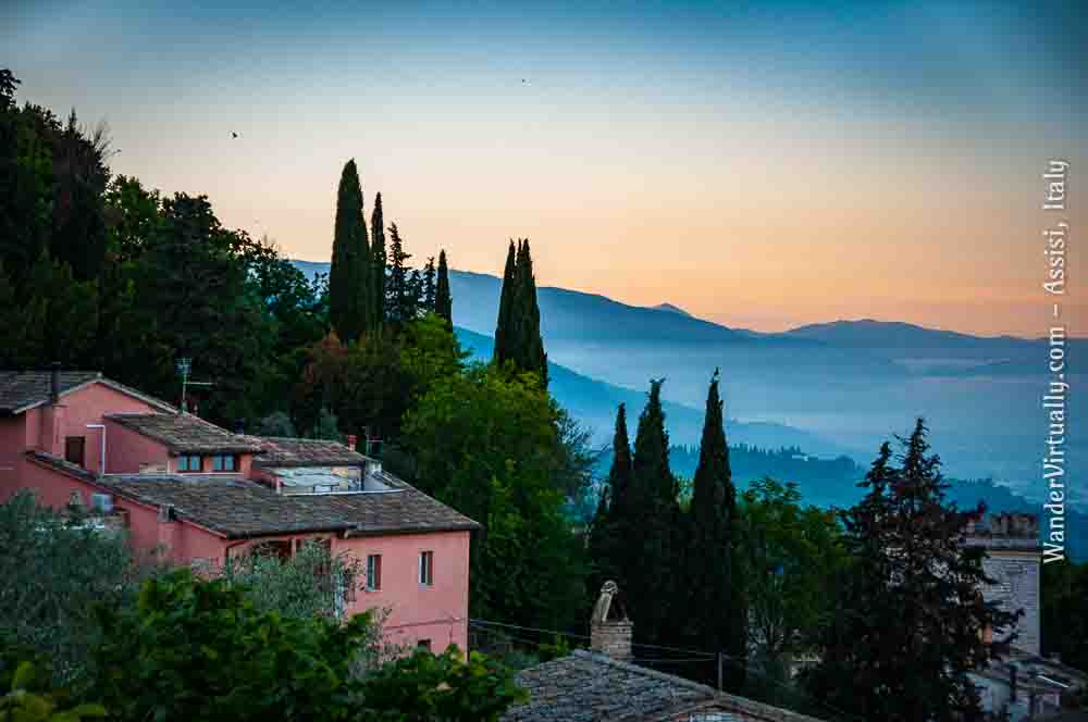 Sunrise on a cool morning at St. Anthony's Guest House - an Italian convent in Assisi, Italy.