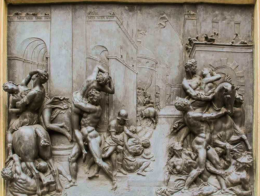 Base relief on the pedestal of Giambologna's sculpture, Rape of the Sabine Women.