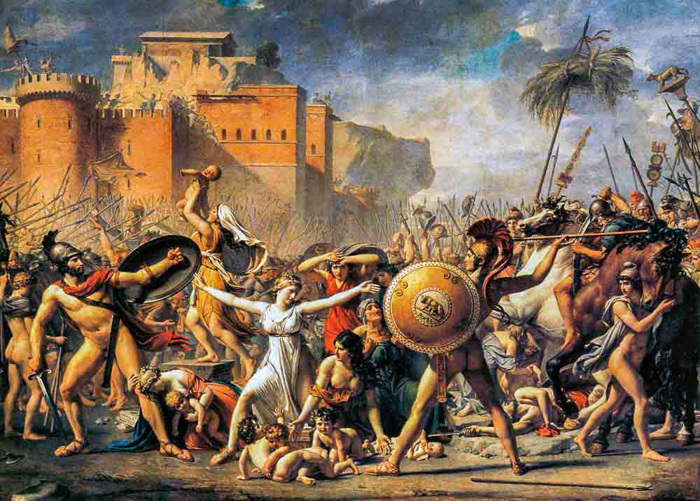 Jacques Louis David's Intervention of the Sabine Women, at the Louvre.