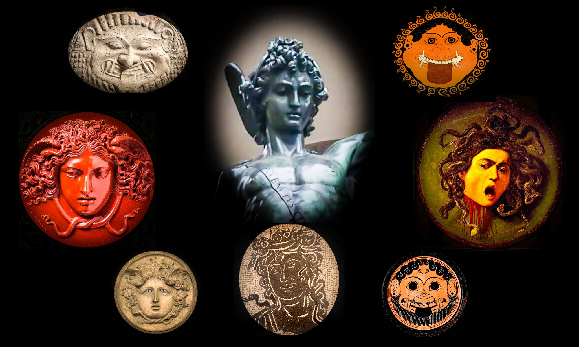Greek Gorgon Sisters Goddess Medusa With Wild Snake Hair And LED Red Eyes  Statue