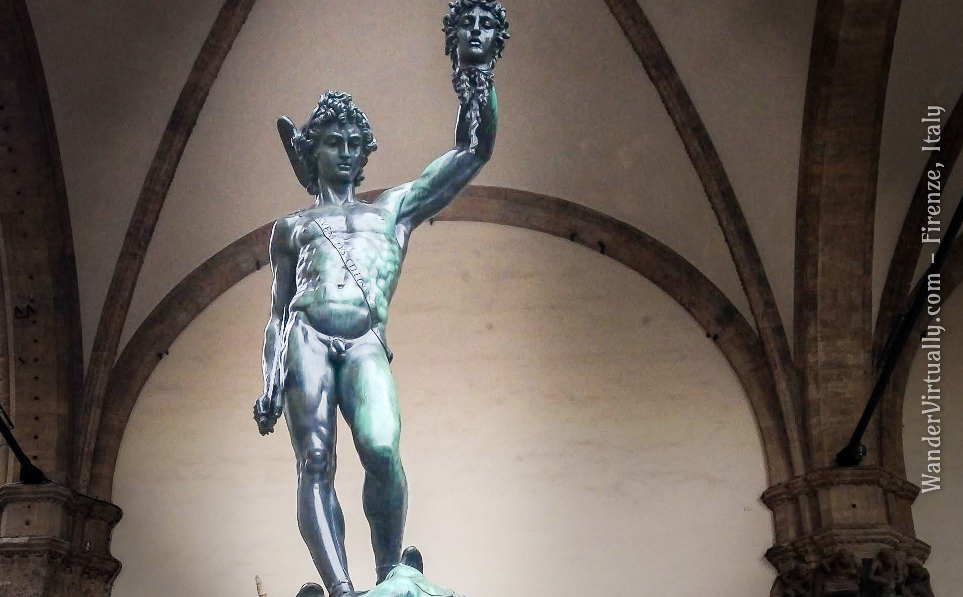 Cellini's Perseus and Medusa bronze sculpture @ the Loggia dei Lanzi. Piazza della Signoria - Florence, Italy.