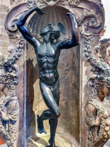 Hermes (Mercury) on the base of Cellini's Perseus and Medusa sculpture @ the Piazza della Signoria, in Florence, Italy.