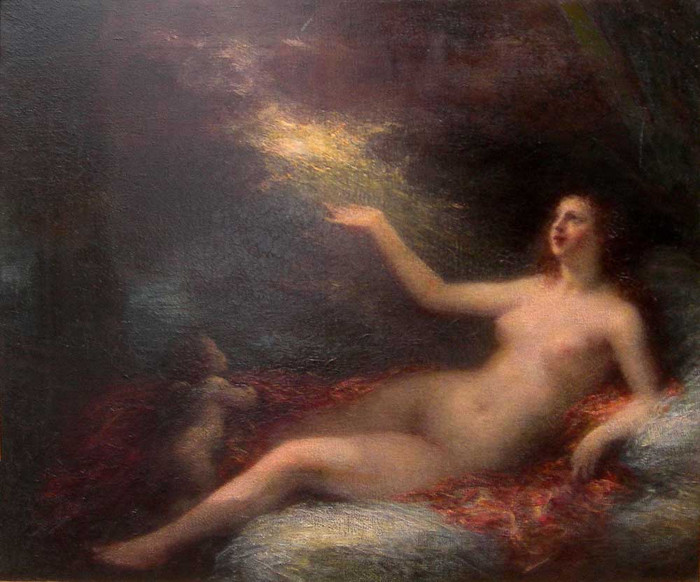 Zeus, as a golden shower, seduces Danae - by H. Fantin-Latour. Ref. (a-60).