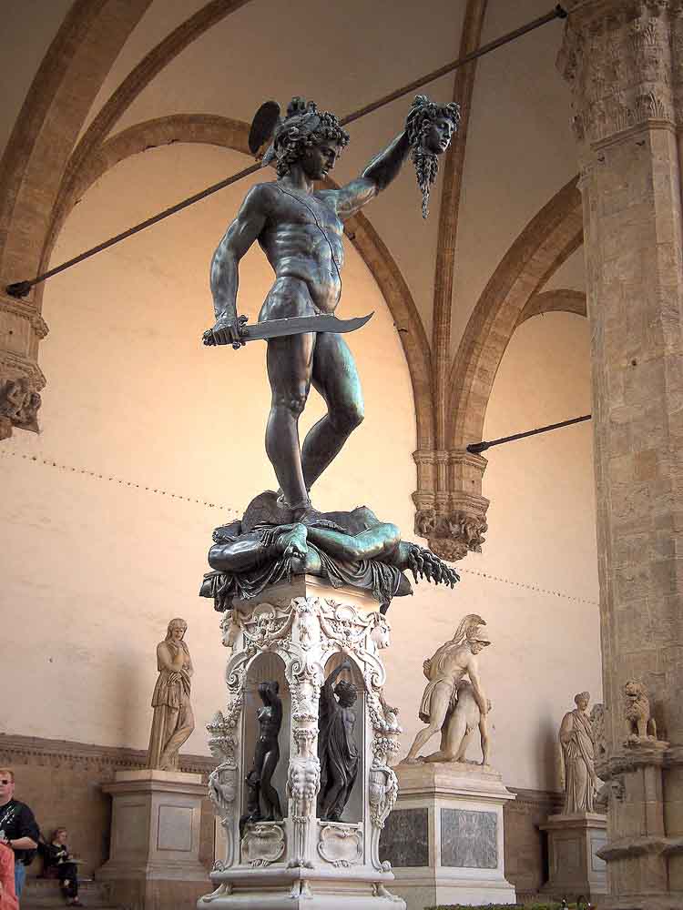 Cellini's Perseus and Medusa at the Loggia dei Lanzi, 1554 @ Piazza della Signoria, Florence, Italy. Ref. (a-63).